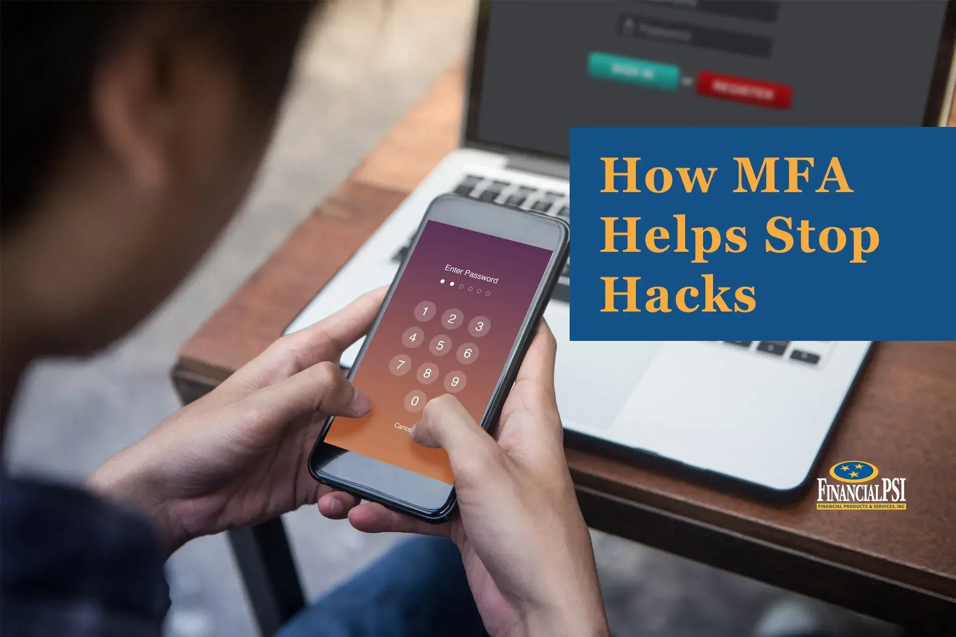 Person using mobile phone for multifactor authentication